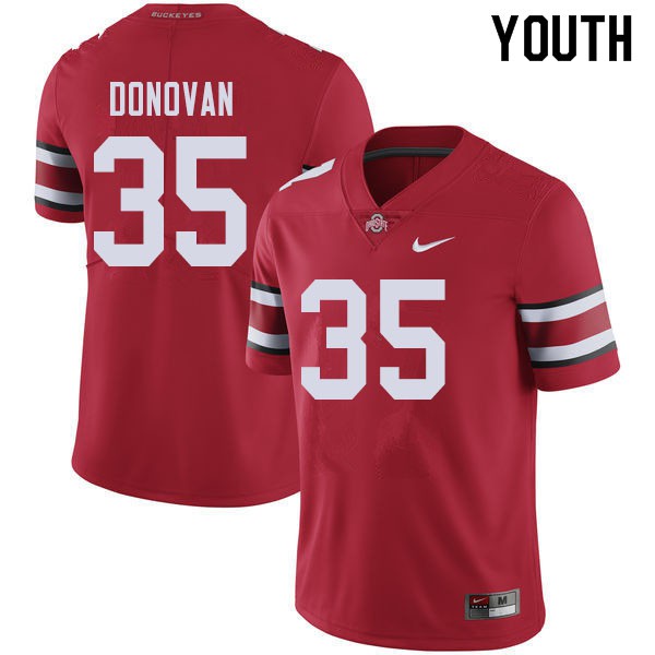 Ohio State Buckeyes #35 Luke Donovan Youth Stitched Jersey Red OSU69406